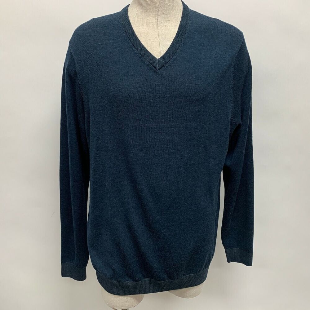 Ashworth Men's Sweater XL Navy‎ Blue 100% Merino Wool NWT $140